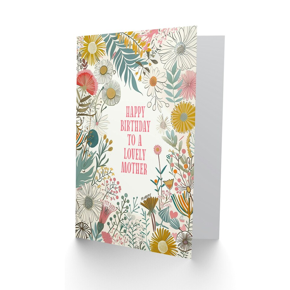 image 1 of Modern Floral Wildflower Boho Elegant Mother Birthday Card