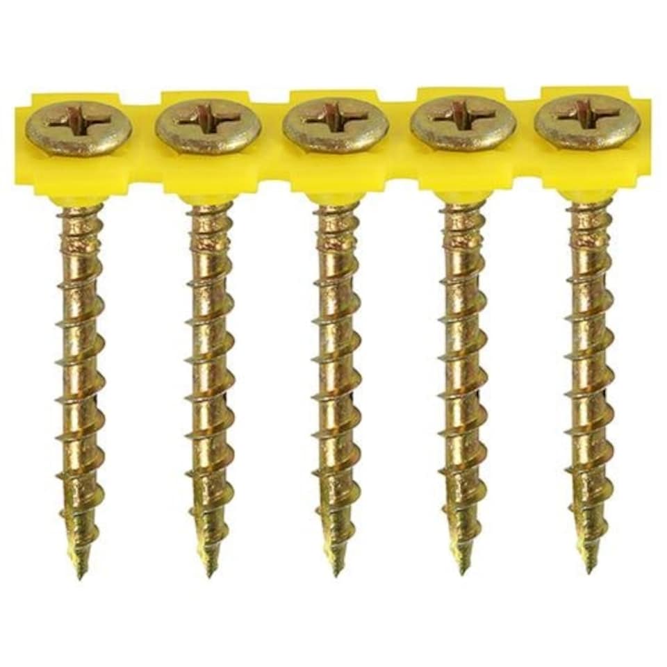 image 1 of Timco - Solo Collated Chipboard & Woodscrews - PH - Double Countersunk - Yellow (Size 4.2 x 50 - 1000 Pieces)