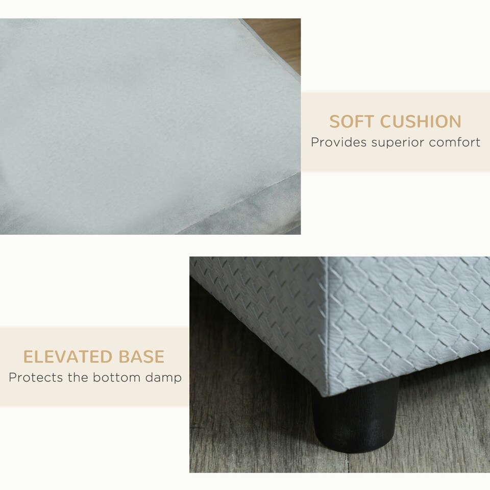 image 1 of PawHut Pet Sofa Dog Chair Cat Couch w/ Storage, Cushion - Light Grey