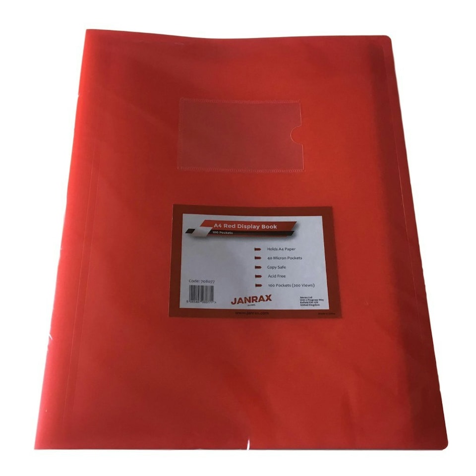 image 1 of A4 Red Flexible Cover 100 Pocket Display Book