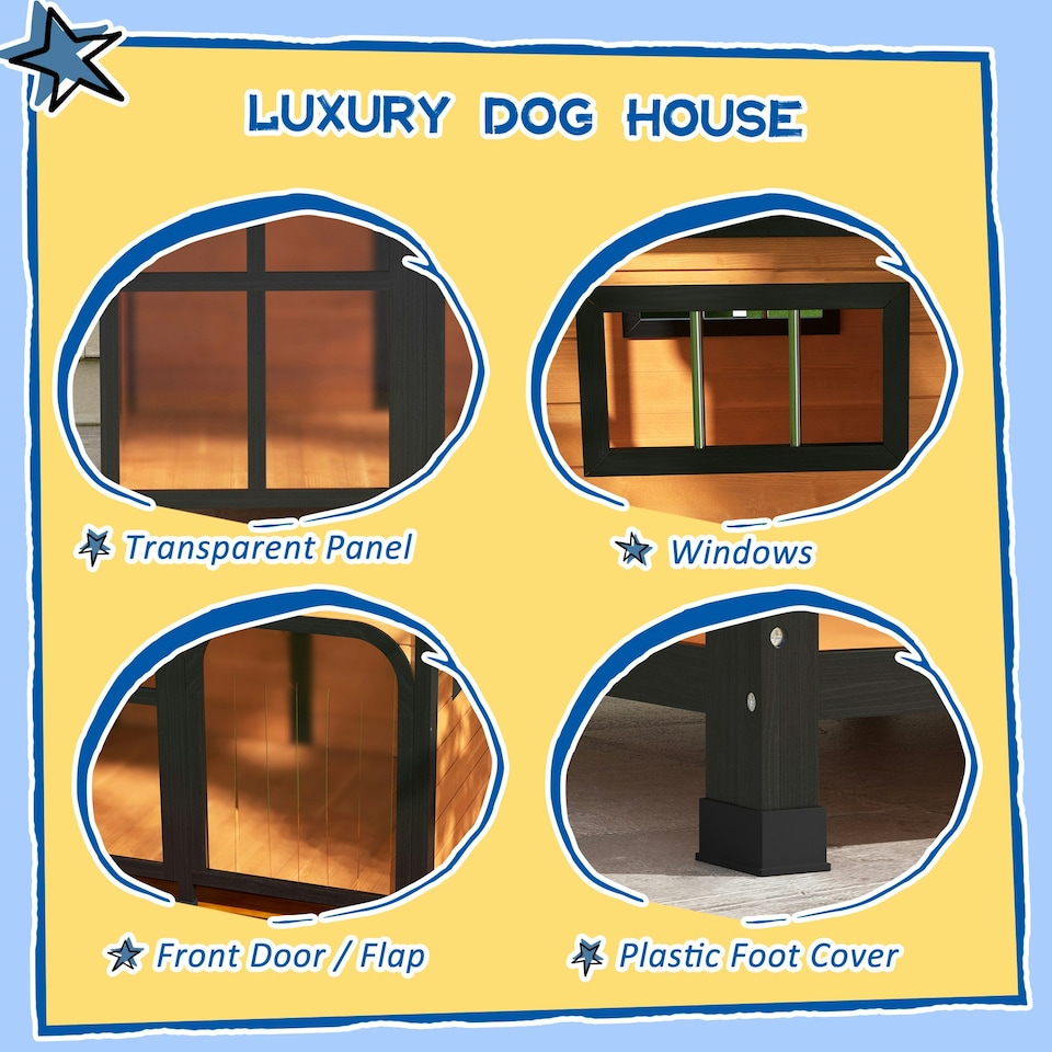 image 1 of PawHut Wooden Dog Kennel, Dog House w/ Removable Floor or Large Dogs 