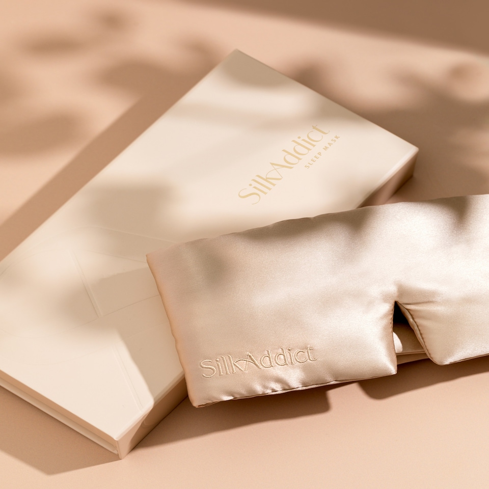 image 1 of Silk Addict 100% Mulberry Silk Sleep Mask – Caramel | Gold | 1