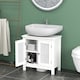 image 9 of COSTWAY Pedestal Sink Storage Cabinet with 2 Doors White