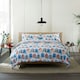 image 2 of Queens Parade 100% Cotton Duvet Set with Vibrant Beach Hut Print and Piped Edging Multi | White | King