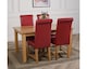 image 4 of Oslo 150 x 90 cm Medium Oak Dining Table and 4 Washington Leather Chairs | Red | Red