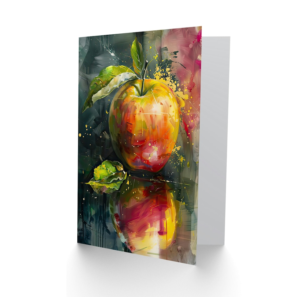 image 1 of Apple Still Life Modern Fruit Mirror Him Her Birthday Card