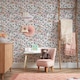 image 2 of Gorgeous Gardenia Wallpaper in Sage Green and Pink on White | White | Sage Green And Pink On White | 50cm x 10m