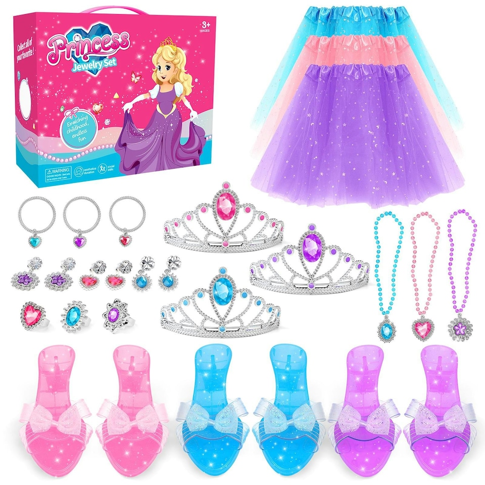 image 1 of Princess Dress-Up and Makeup Toy Set for Girls – Complete Pretend Play Kit with Crown, Jewelry & Accessories