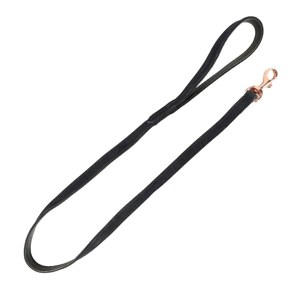 image 1 of Benji & Flo Noble Suede Dog Lead - Navy/Rose Gold - 120cm