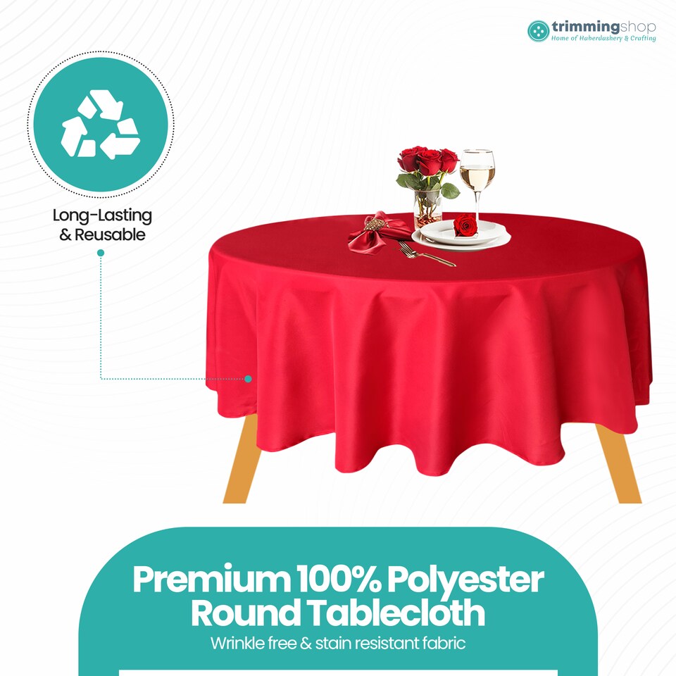 image 1 of Round Polyester Tablecloth, Premium Linen Table Cover - 70 Inch