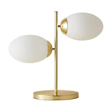 ValueLights Jas Gold Metal Table Lamp White Frosted Glass Shades