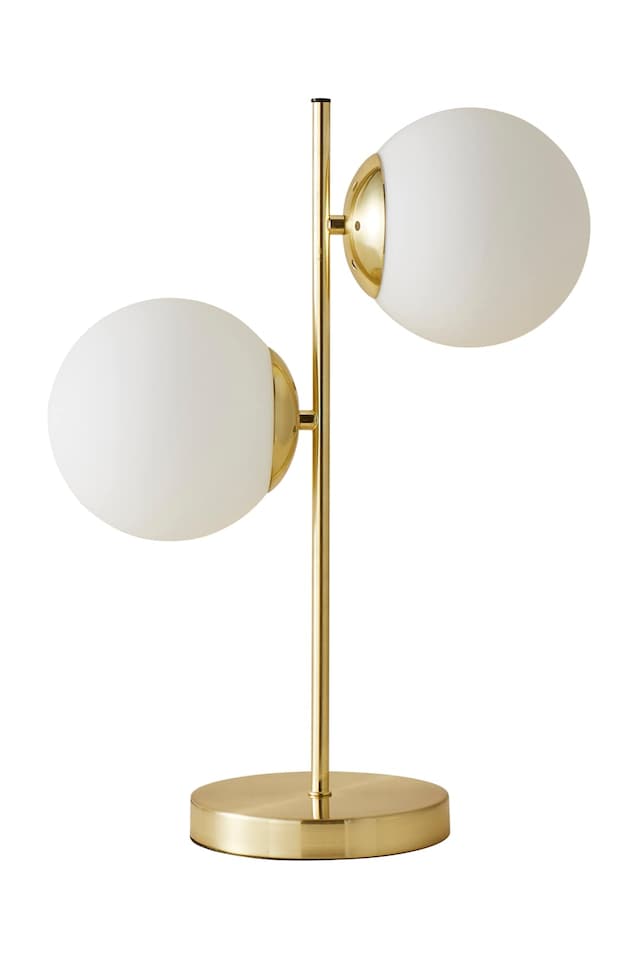 image 1 of ValueLights Jas Gold Metal Table Lamp White Frosted Glass Shades