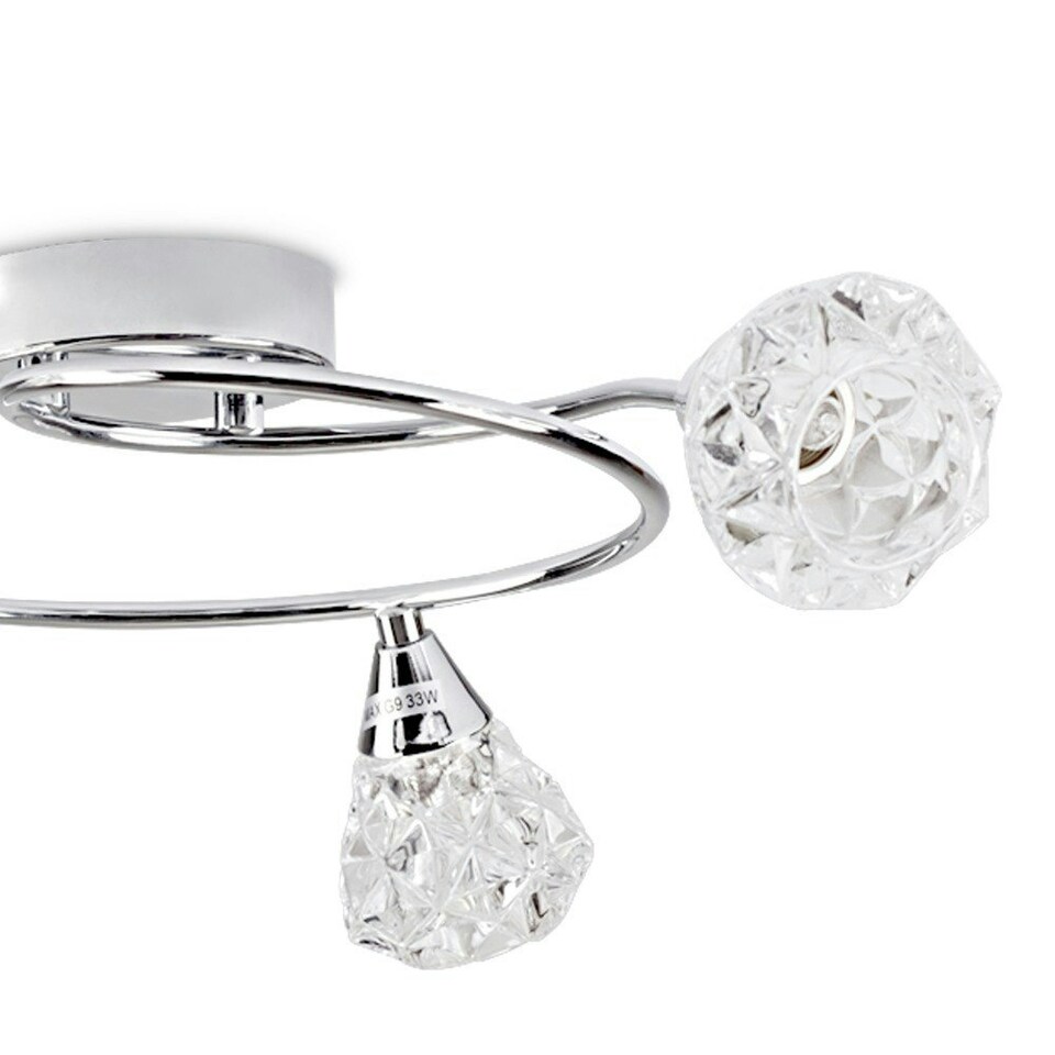 image 1 of ValueLights Astley 3 Way Chrome Swirl Ceiling Light & Bulb