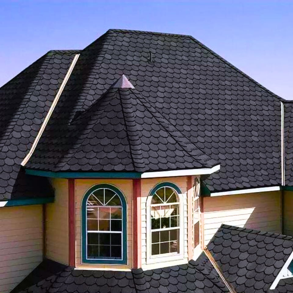 image 1 of Premium Asphalt Roof Shingles - Fish Scales Design 80 x 31.5 cm Weather Resistant Roofing Felt (25 Pcs)