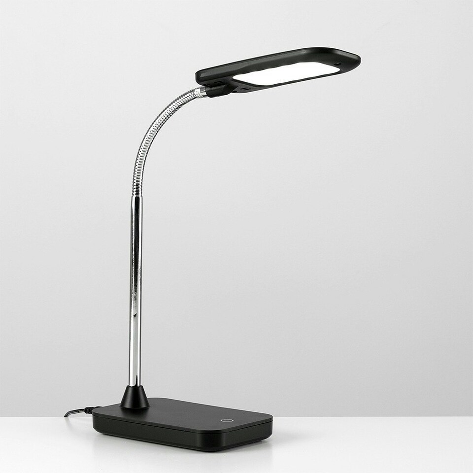 image 1 of ValueLights Adjustable Modern Gloss Black And Chrome 5W LED Touch Dimmer Adjustable Task Desk Lamp