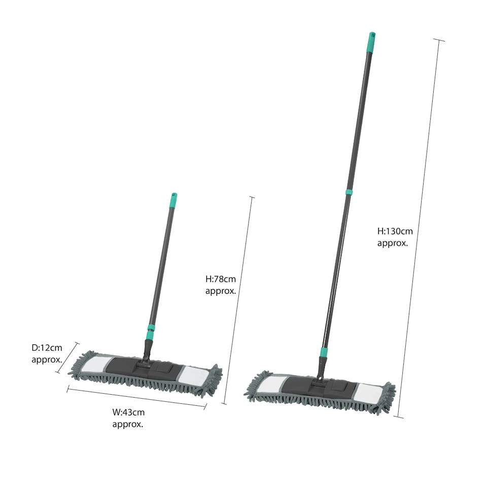 image 1 of JVL Super-Absorbent Chenille Extendable Flat Floor Mop, Grey