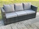 image 3 of Fimous Outdoor Lounge Sofa Set Wicker PE Rattan Garden Furniture Set with Oblong Coffee Table Side Table 2 Small Footstools Dark Grey Mixed