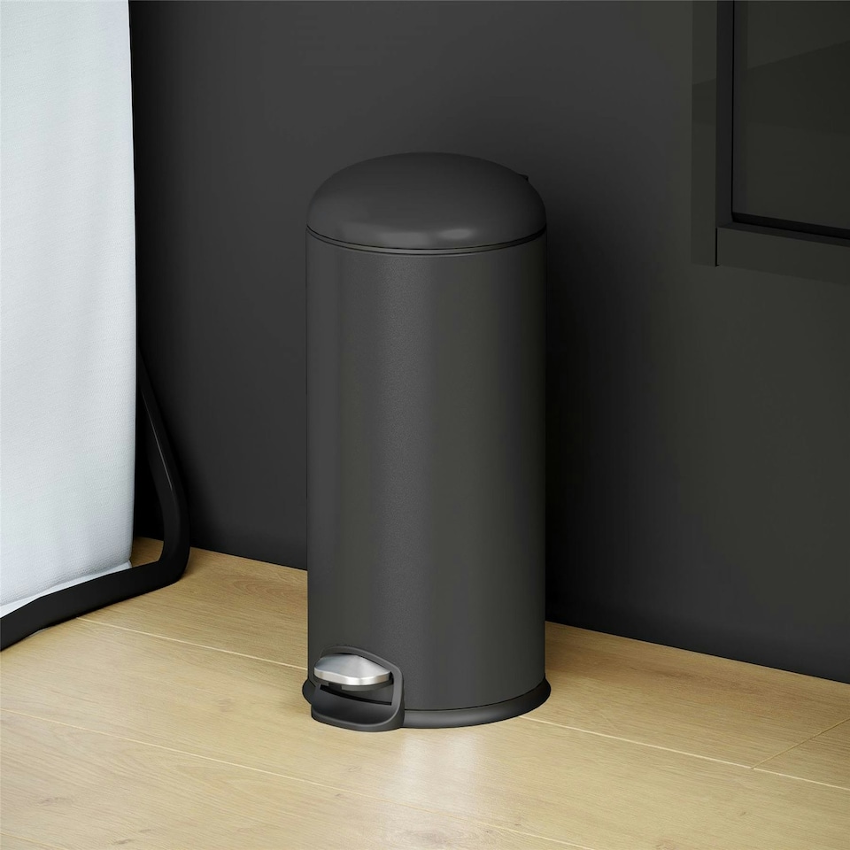 image 1 of Cosmic Bathroom Waste Sanitary Paper Bin w/ Black Matt Stainless Steel Finish 5L