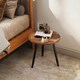 image 7 of HOMCOM Round Coffee Table, Modern End Side Table with Steel Frame for Small Space, Sofa Beside, Living Room, Bedroom, Office, Chestnut Wood Effect | Brown | Chestnut | 1