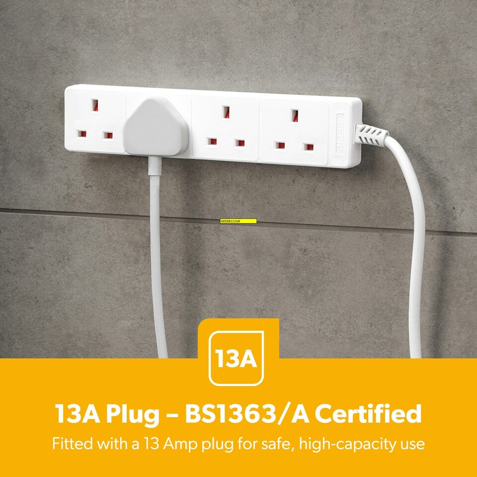 image 1 of GEEPAS 4 Gang Extension Lead, 1M Cable