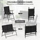 image 5 of Outsunny Outdoor 4 Pieces Patio Furniture Set with Breathable Mesh Fabric Seat & Backrest, Garden Set with Two Foldable Armchairs, a Loveseat & Glass Top Table, Black