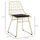 image 3 of HOMCOM Luxurious Dining Chairs Set of 2, Metal Wire Kitchen Chair with Removable Velvet-feel Cushion, Cut-out Back and Steel Frame for Dining Room, Gold Tone