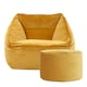 image 4 of icon Natalia Velvet Adults Bean Bag Armchair and Pouffe, Ready Filled Large Beanbag and Footstool Ochre Yellow Yellow | Yellow