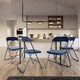 image 3 of 6 Pc Folding Lightweight Chair Set Portable Metal Frame PVC Velvet Ribcord Seats | Multi | Blue Ribcord