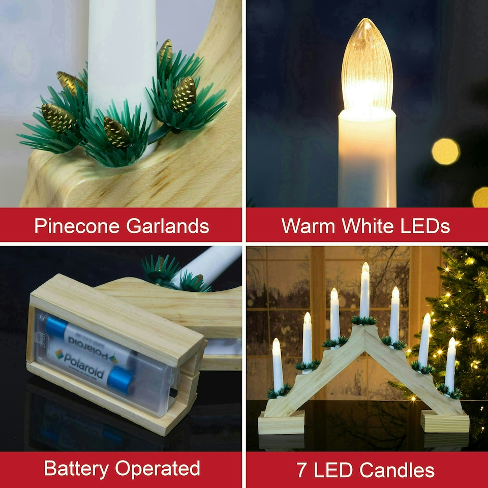 image 1 of The Christmas Workshop 89470 Wooden Christmas Candle Bridge