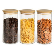 Set of 3 1200ml Clear Cylinder Spaghetti Glass Storage Jars