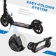 image 4 of HOMCOM Adult Teens Kick Scooter Foldable Height Adjustable Aluminium Ride On Toy for 14 older with Rear Wheel & Hand Brake, 200mm Big Wheels, Shock Mitigation System - Black