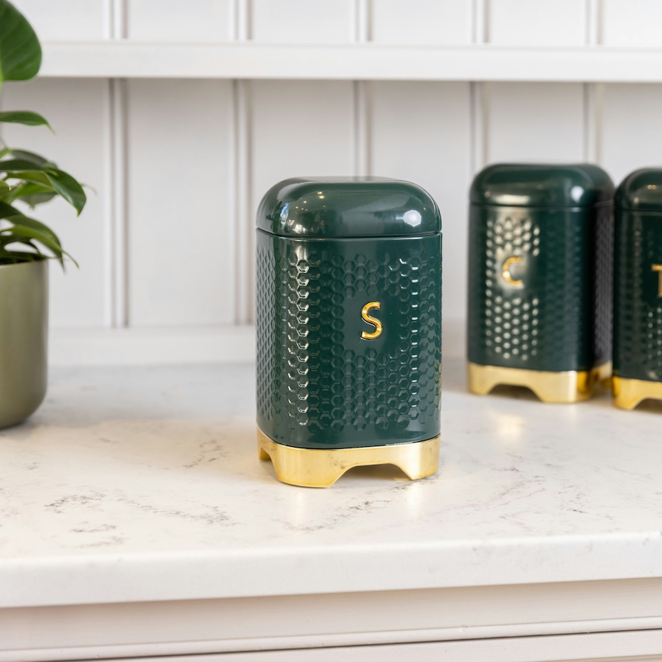 image 1 of Lovello Sugar Canister Green Textured 11x11cm