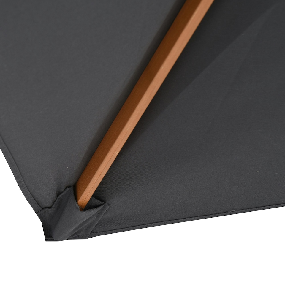image 1 of Outsunny Wooden Garden Parasol Sun Shade Patio Umbrella Canopy Dark Grey