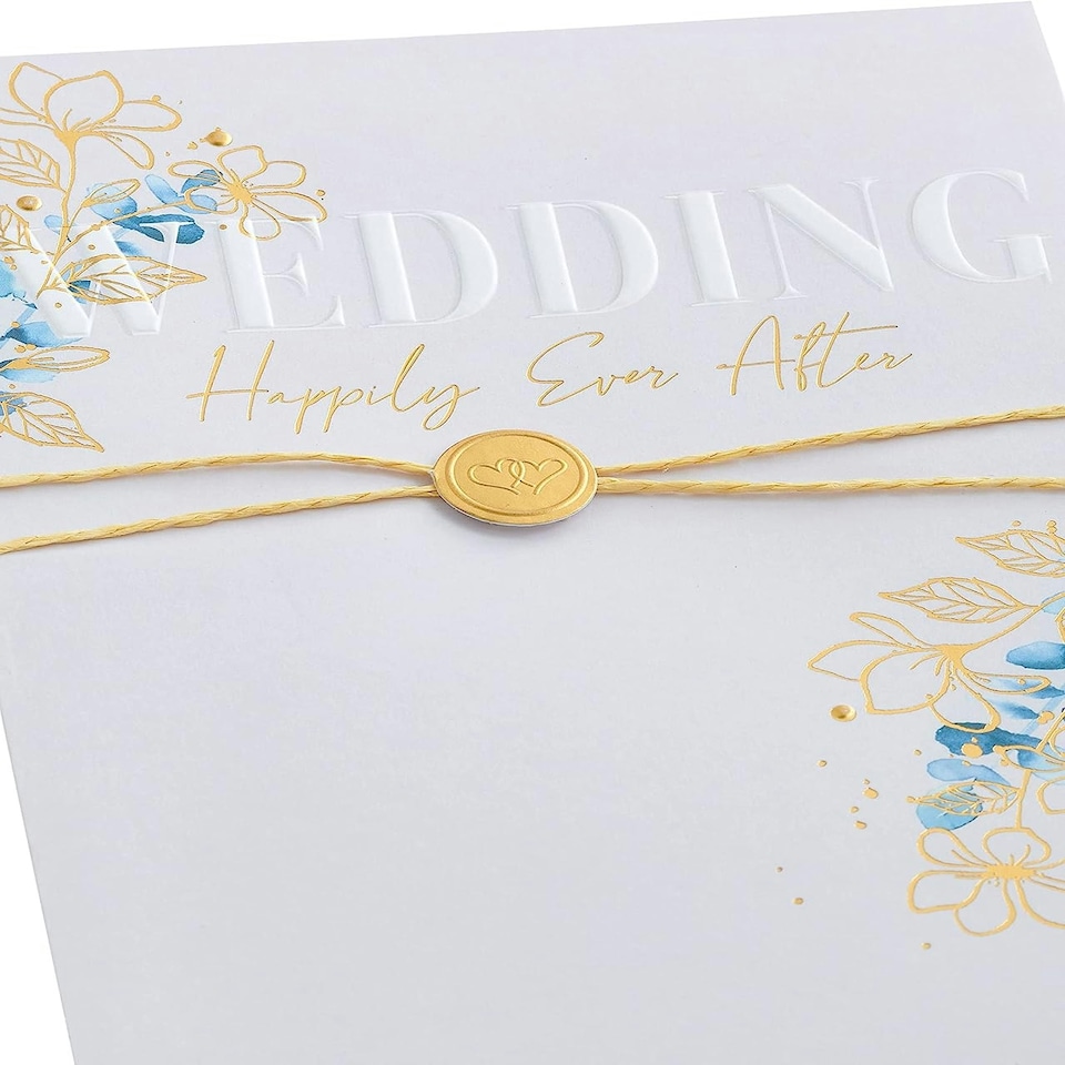 image 1 of Gold Floral Design Wedding Congratulations Card