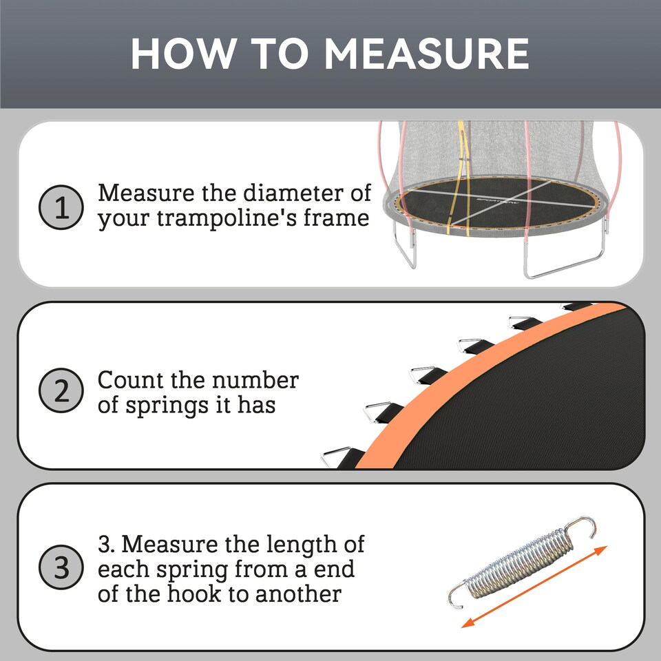 image 1 of SPORTNOW Trampoline Replacement Mat with Eight Rows of Stitching, Spring Pull Tool, 42 V-Hooks, for 8ft Trampoline, Using 14cm Springs, Trampoline Jumping Mat, Orange | Orange