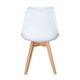 image 4 of Set of 2 Scandinavian Dining Chairs with Leather Cushions Solid Wood Legs White