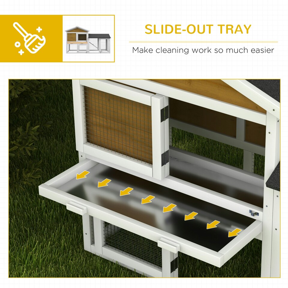 image 1 of PawHut Rabbit Hutch, Guinea Pig Hutch Outdoor Double Tier w/ Ramp, Yellow