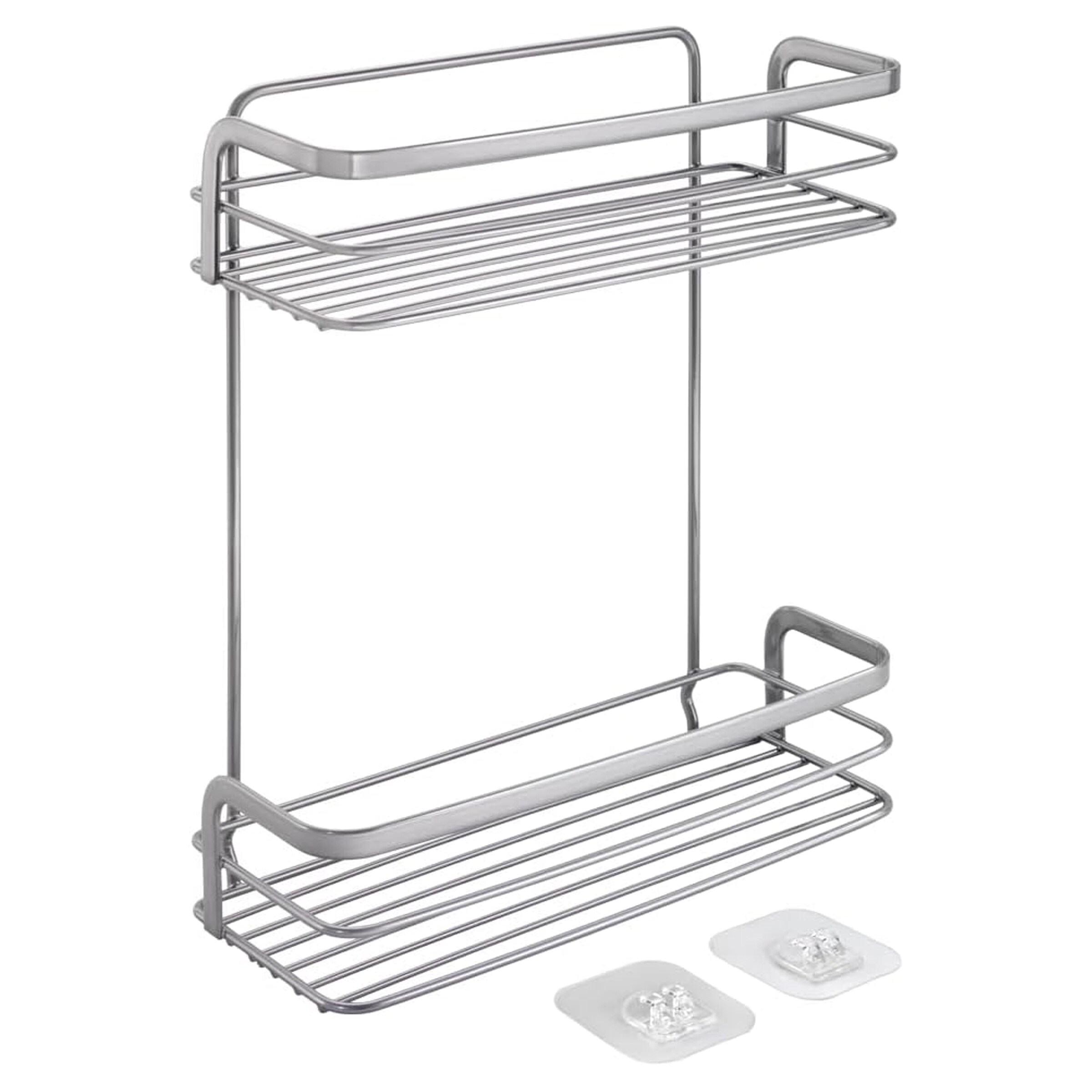 Metaltex Luxury Origin 2-Tier Rectangular Shelf Bathroom Storage Rack - Silver