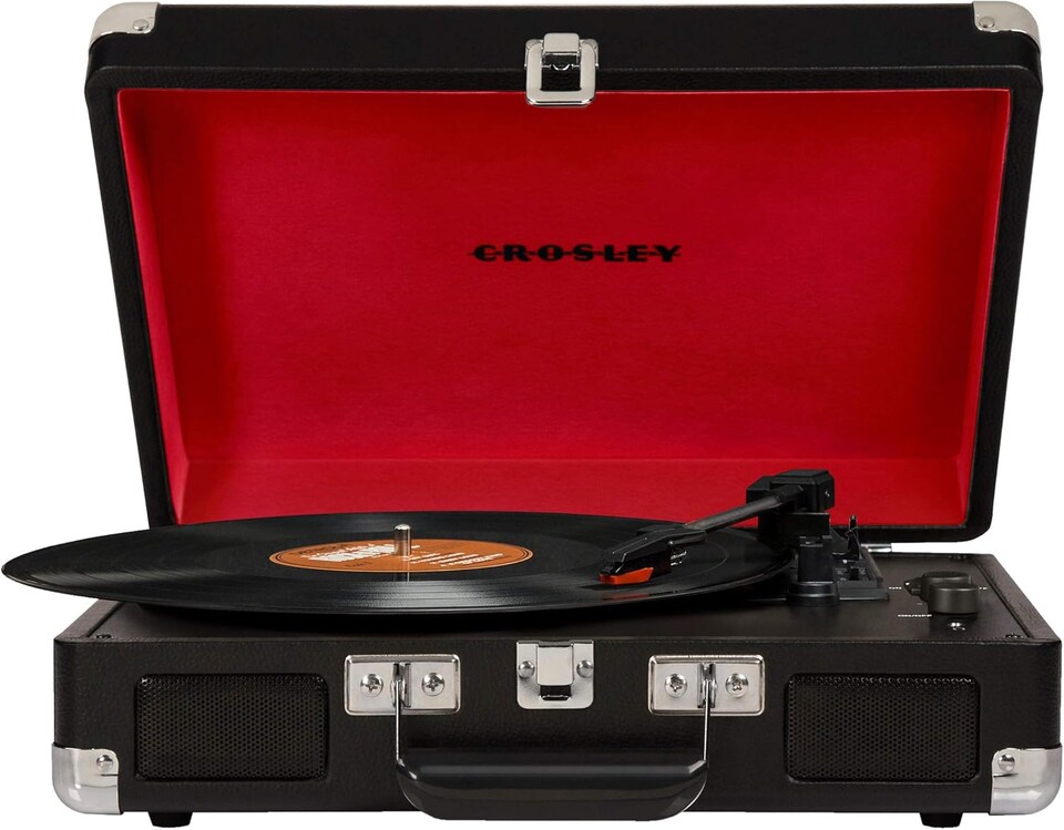 CROSLEY - CRUISER PLUS DELUXE PORTABLE TURNTABLE (BLACK)- NOW WITH BLUETOOTH OUT | Black | Black