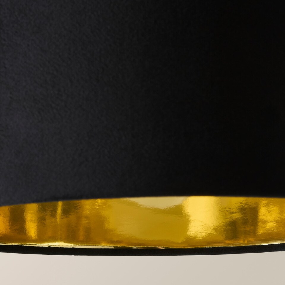 image 1 of ValueLights Reni Medium Black Velvet Gold Inner Lamp Shade | Black