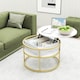 image 3 of COSTWAY Lift Top Coffee Table with Side Shelves White