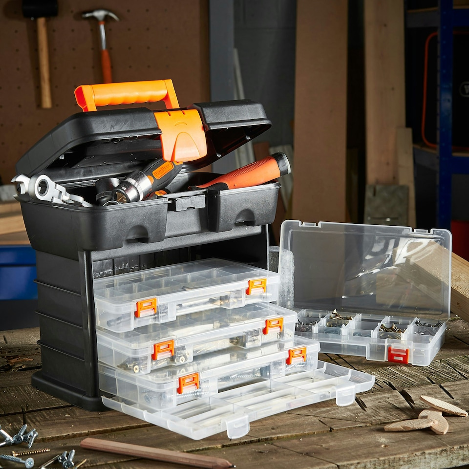 image 1 of VonHaus Multi-purpose Utility Tool Box with 4 Removable Trays