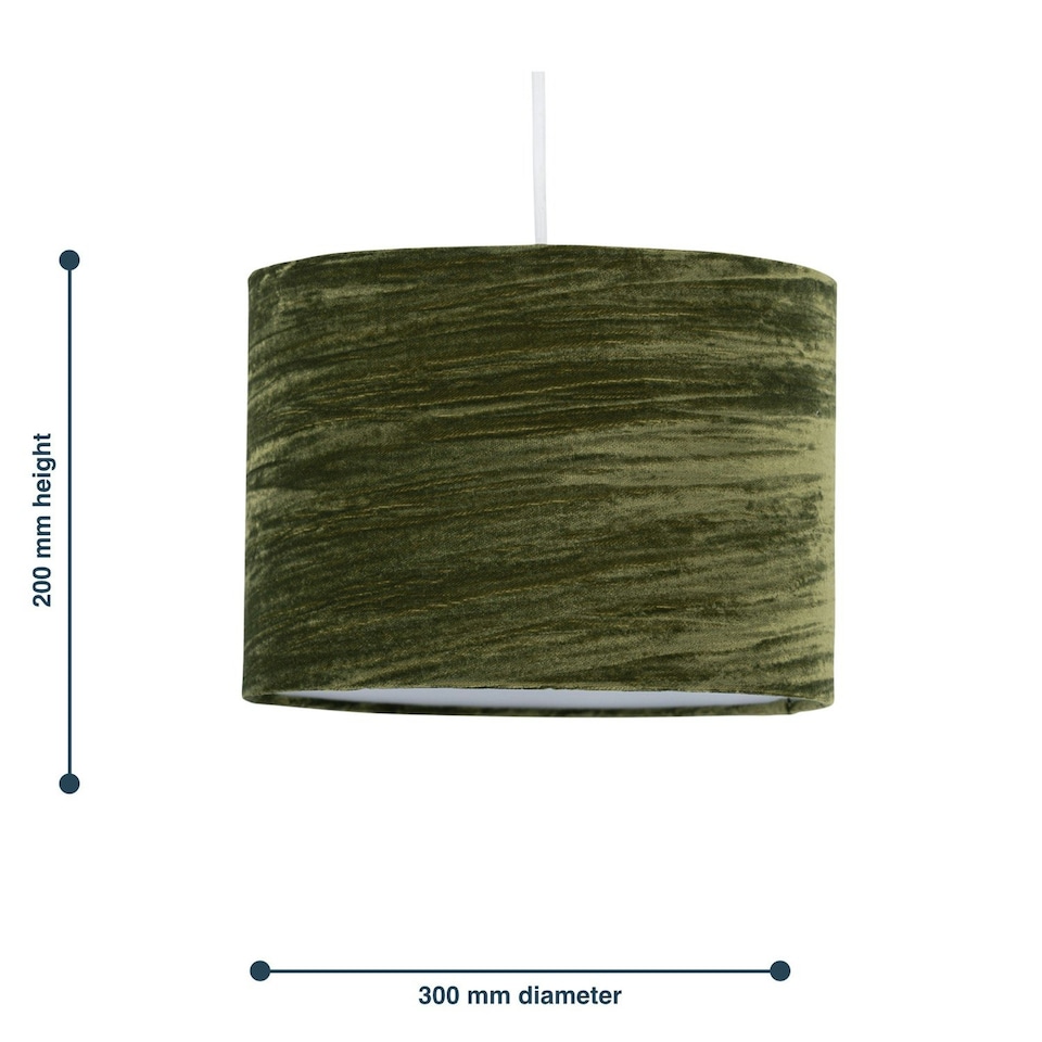 image 1 of Set of 2 Green Crushed Velvet 30cm Pendant Lightshades Green