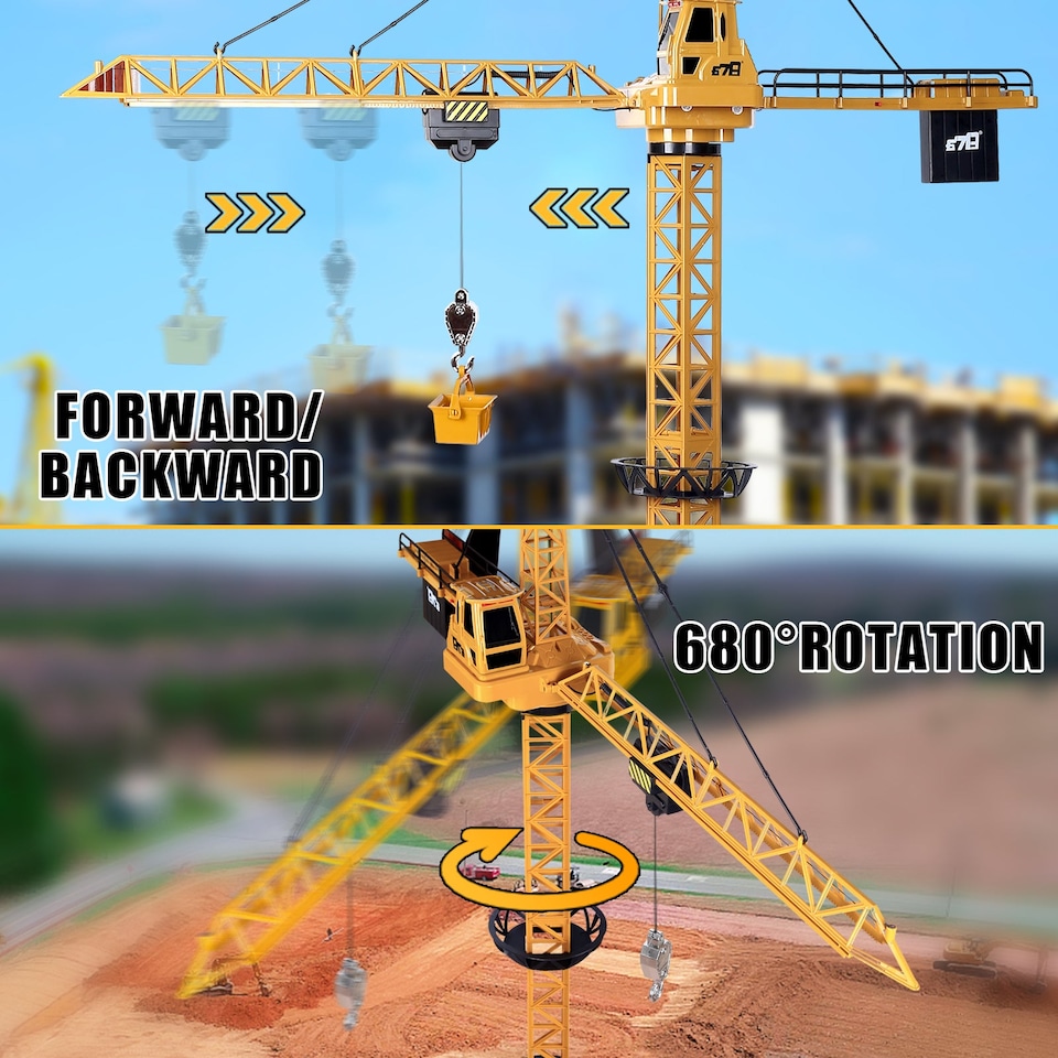 image 1 of Remote Control Crane Toy Construction Vehicles Educational RC Crane Toy for Kids