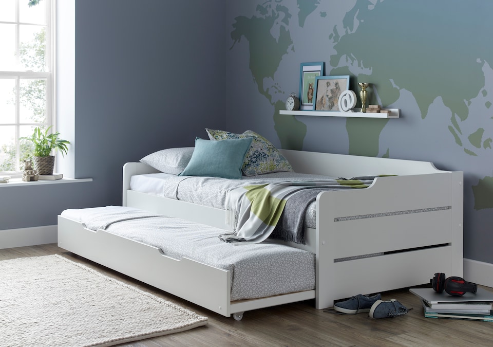 image 1 of Copella White Guest Bed With Trundle And Ethan Spring Mattresses