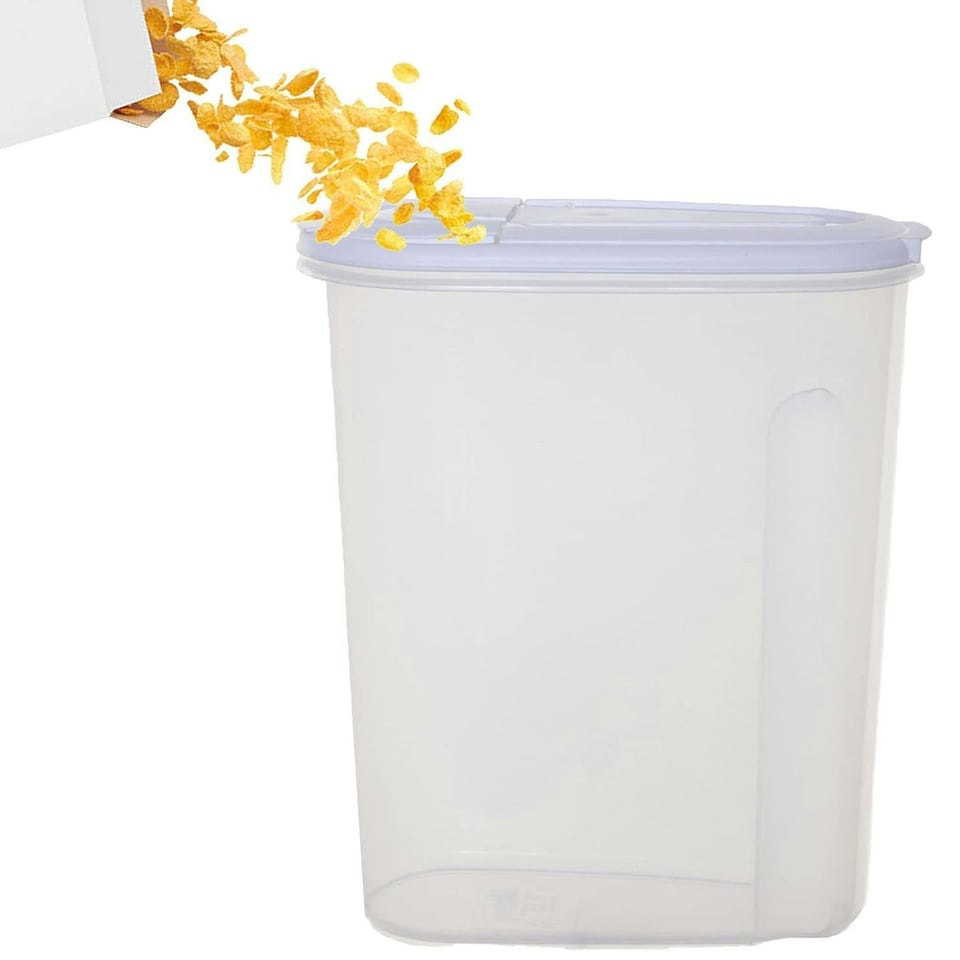 image 1 of 2 x 3L Airtight Kitchen Cereal Storage Containers For Dry Food, Pasta & Rice With Lids Clear