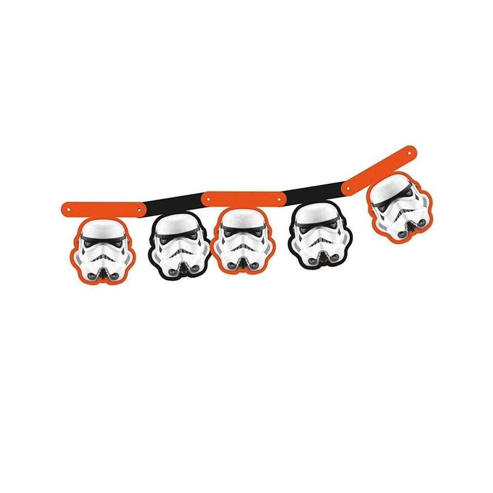 Star Wars Cardboard Helmet Stormtrooper Banner - White/Orange/Black - One Size