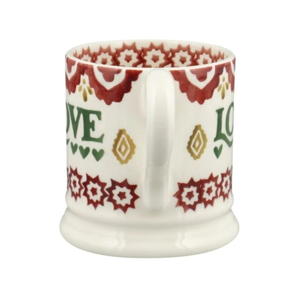 image 1 of Mug Set: 2 x 300ml Emma Bridgewater Christmas Peace & Love Set, Set Of 2 Half Pint Mugs, Ceramic White