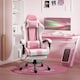 image 2 of Vinsetto Ergonomic Gaming Chair, PU Leather Reclining Computer Chair with Footrest and Lumbar Support, Headrest and Adjustable Height for Adults, Pink