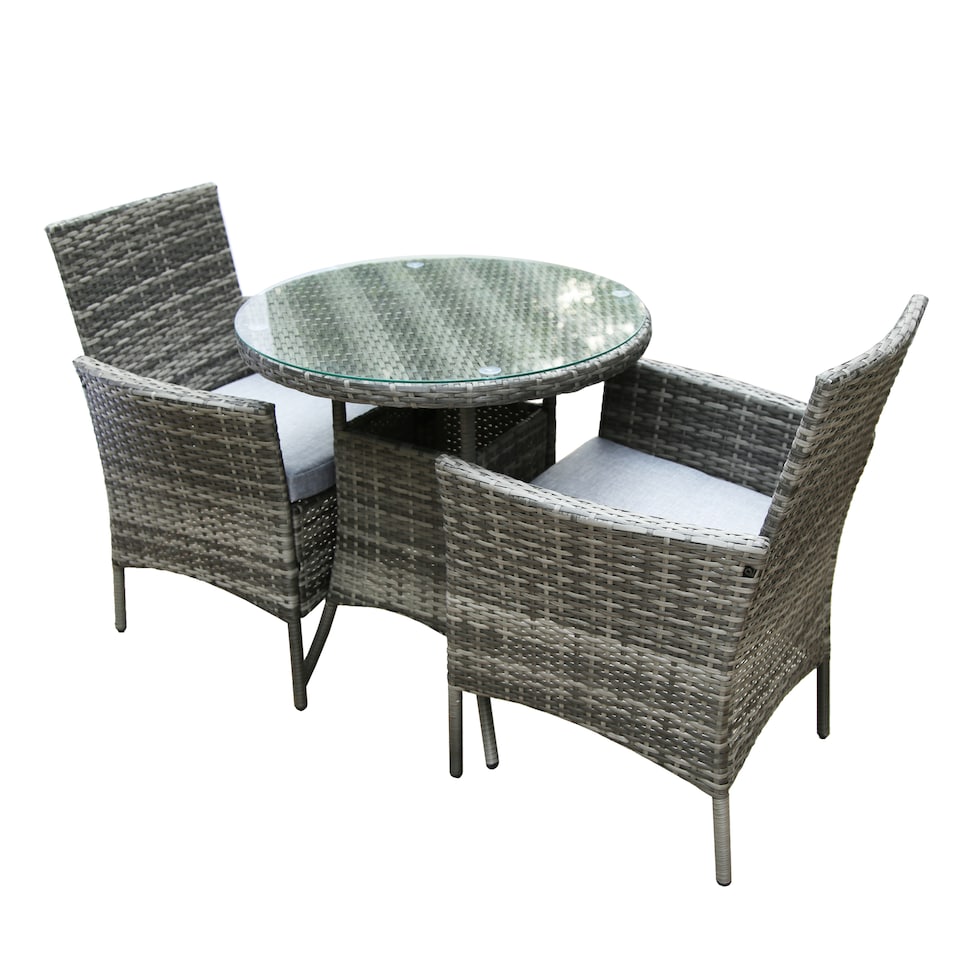 image 1 of VIRGINIA Rattan Bistro Set 2 Seater Round Table and Chairs